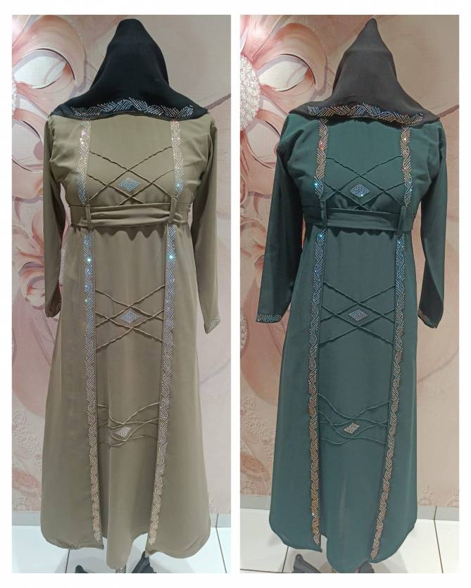 Firdos Ms Daimond Work Georgette Attached Koti Abaya Collection